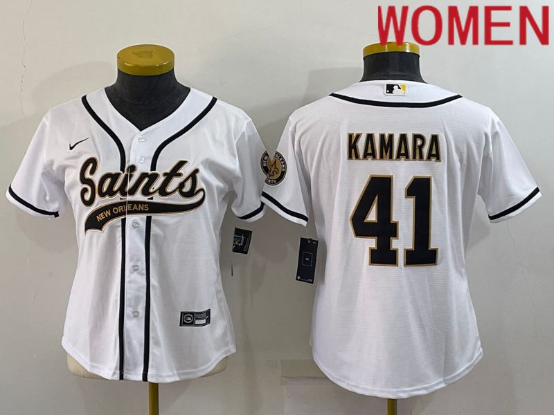 Women New Orleans Saints 41 Kamara White 2022 Nike Co branded NFL Jerseys